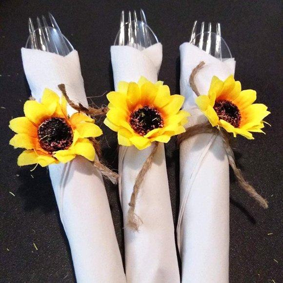 100pcs Mini Artificial Silk Yellow Sunflower Heads 1.8" Fabric Floral for Home - Picture 6 of 6